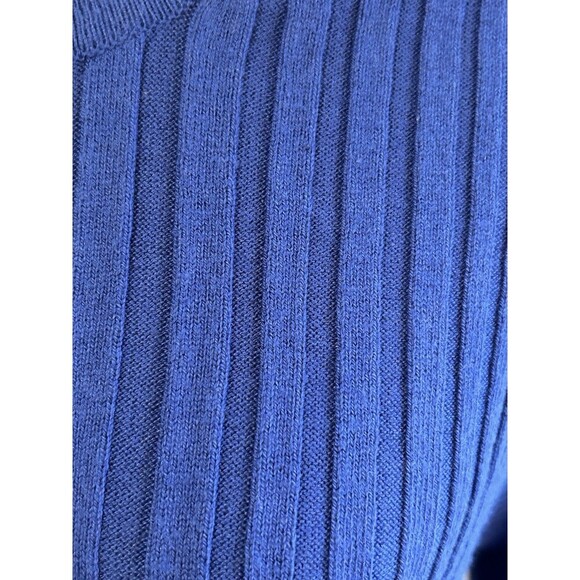 LIZ CLAIBORNE Blue V-neck Ribbed Sweater Shoulder Button Embellished Size L - Picture 2 of 7